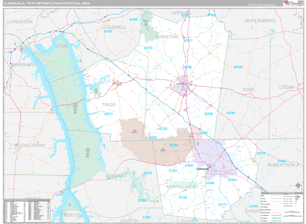 Clarksville Metro Area Wall Map