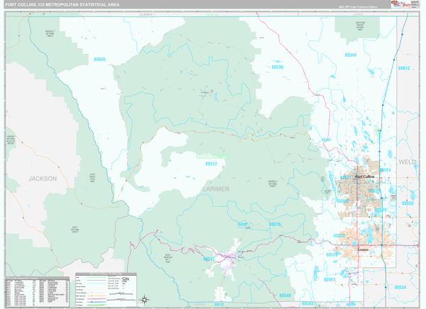 Fort Collins, CO Metro Area Wall Map Premium Style by MarketMAPS - MapSales