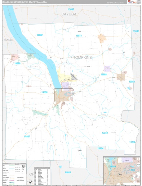 Ithaca Metro Area Wall Map