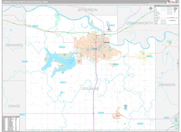 Lawrence Metro Area Wall Map