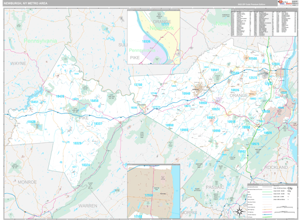 Newburgh Metro Area Wall Map