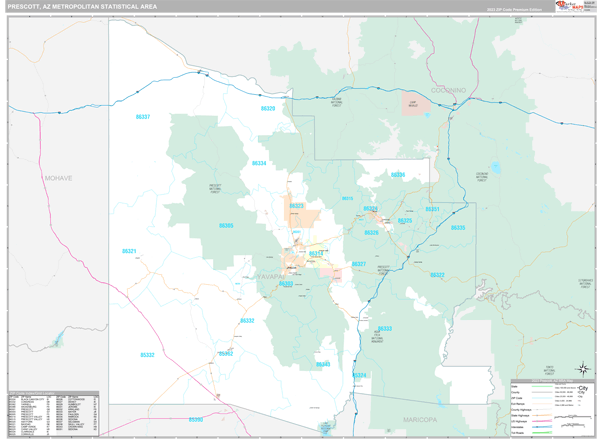 Prescott Metro Area Wall Map