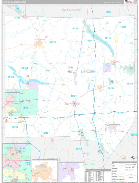 Sharon Metro Area Wall Map