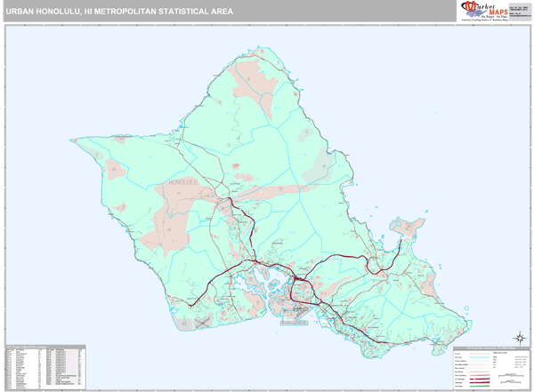 Urban Honolulu Metro Area, HI Zip Code Maps - Premium