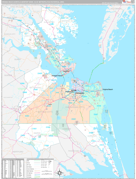 Maps of Virginia Beach-Norfolk-Newport News Metro Area Virginia