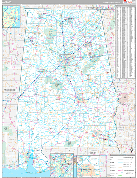 Alabama  Wall Map