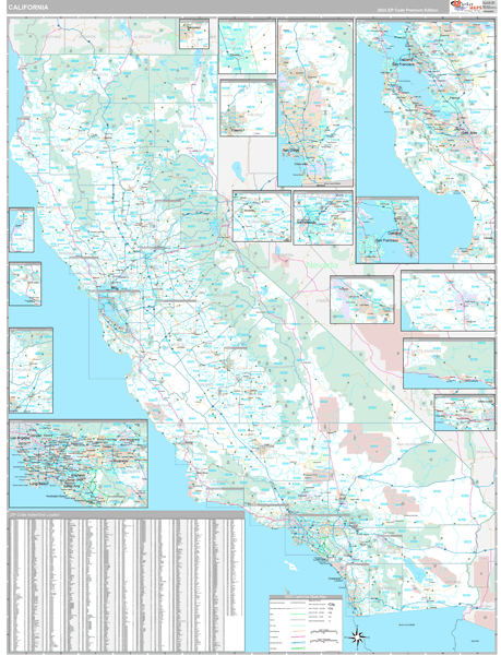 California State Wall Map Premium Style