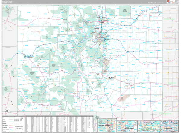 Colorado State Wall Map Premium Style