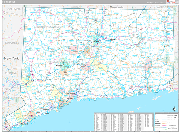 Connecticut  Wall Map