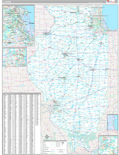 Illinois State Digital Map Premium Style