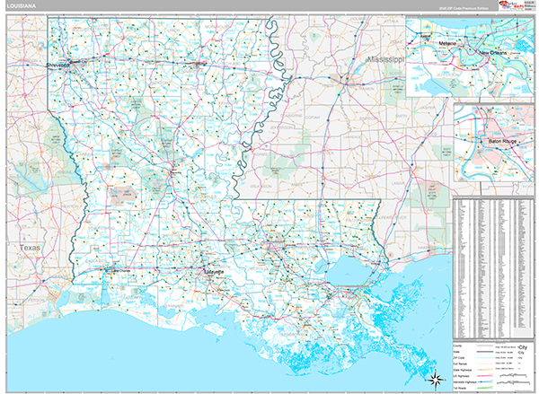 Louisiana  Wall Map