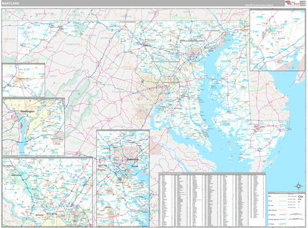 Maryland State Digital Map Premium Style