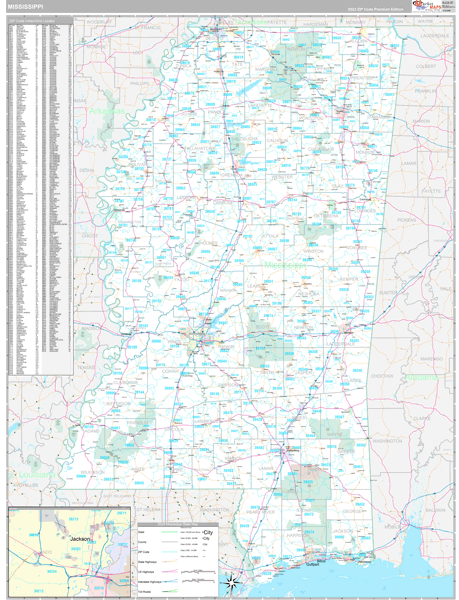Mississippi Wall Map