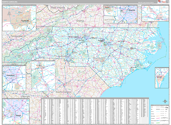 North Carolina  Wall Map