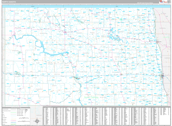 North Dakota State Digital Map Premium Style