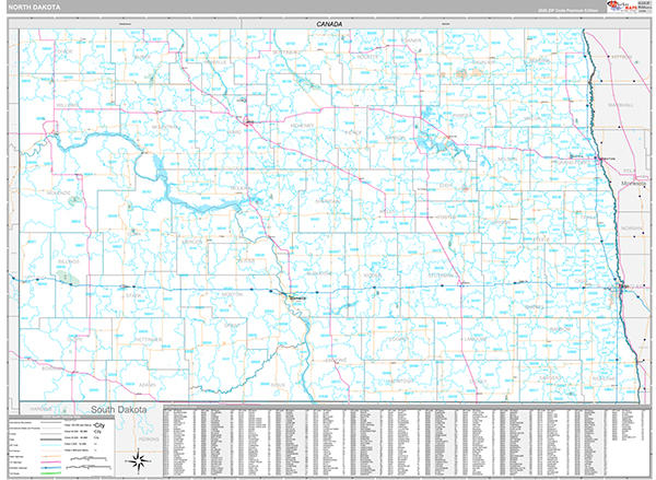 North Dakota  Wall Map