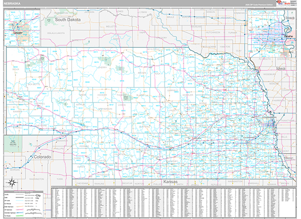 Nebraska Zip Code Map
