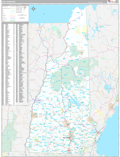 New Hampshire State Digital Map Premium Style
