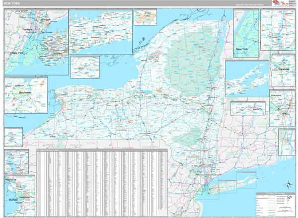 New York State Wall Map Premium Style