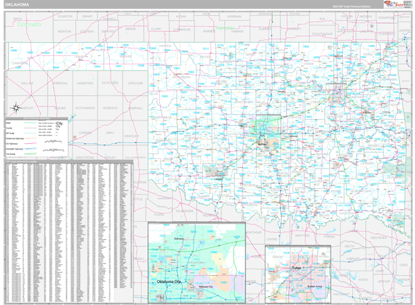 Oklahoma  Wall Map