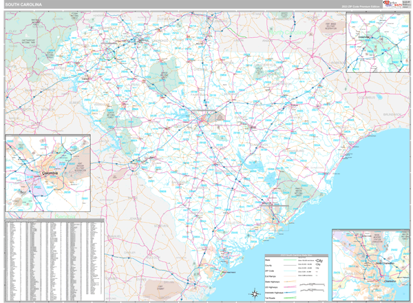 South Carolina State Digital Map Premium Style