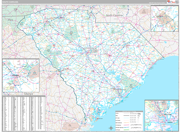 South Carolina  Wall Map