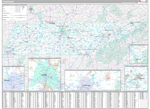 Tennessee State Digital Map Premium Style