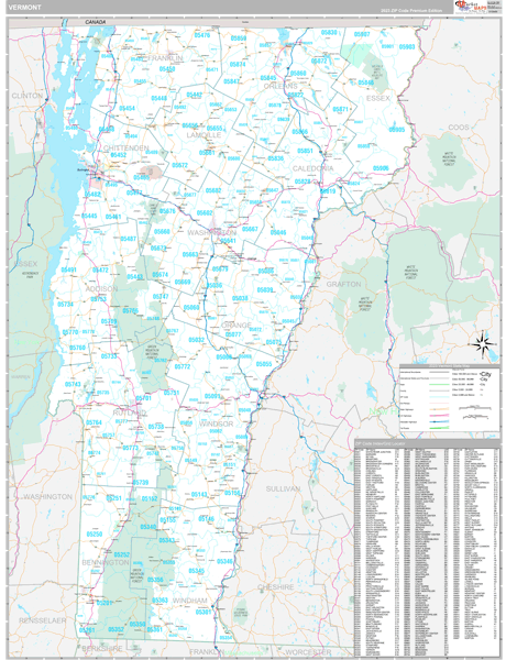 Vermont State Digital Map Premium Style