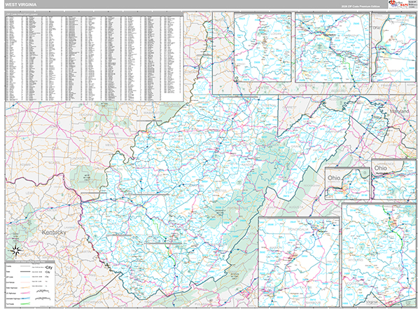 West Virginia  Wall Map