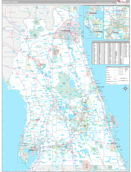 Florida Central  Wall Map