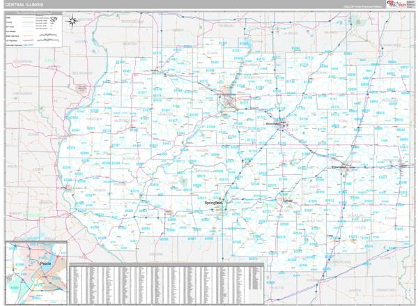 Illinois Central  Wall Map