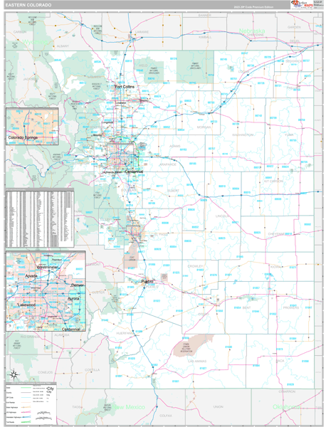 Colorado Eastern Sectional Zip Code Map