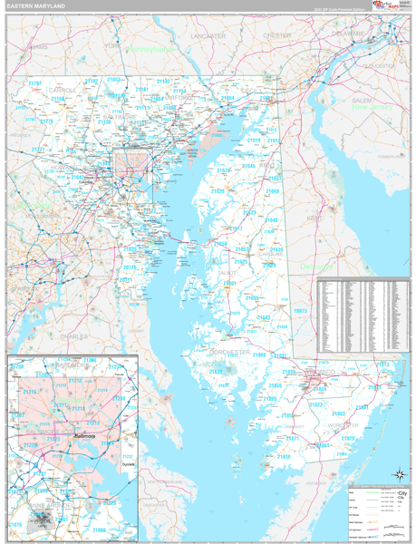 Maryland Eastern Sectional Zip Code Map