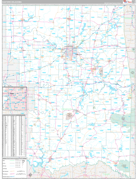 Oklahoma Eastern Sectional Zip Code Map