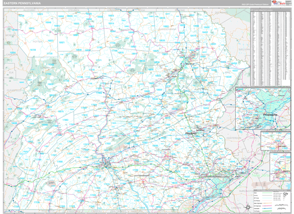 Pennsylvania Eastern  Wall Map