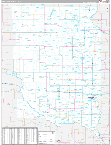 South Dakota Eastern  Wall Map