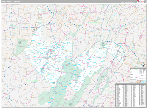 West Virginia Eastern Wall Map Premium Style by MarketMAPS - MapSales