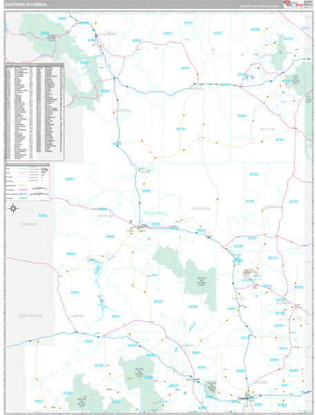 Wyoming Eastern Sectional Zip Code Map