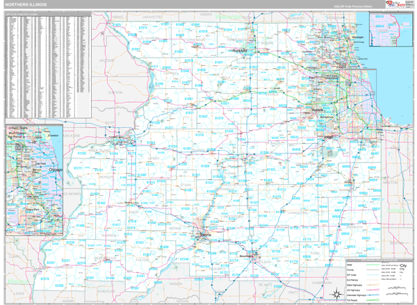 Illinois Northern Sectional Zip Code Map
