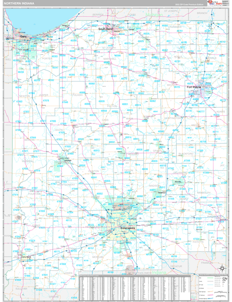 Indiana Northern Sectional Zip Code Map