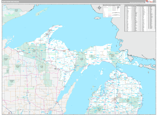 Michigan Northern 5 Digit Zip Code Maps Premium 8719