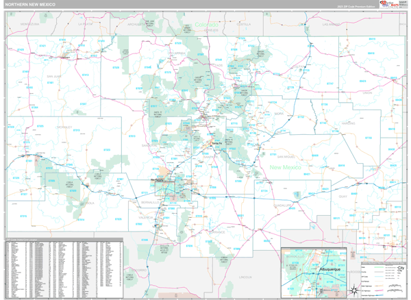 New Mexico Northern Sectional Zip Code Map