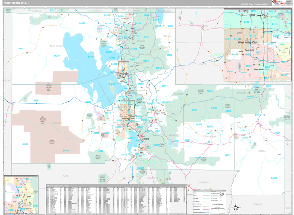 Utah Northern Sectional Zip Code Map