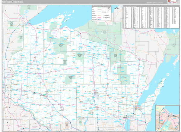 Wisconsin Northern Sectional Zip Code Map