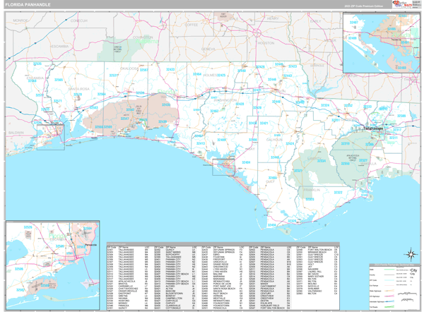 Florida Panhandle Sectional Zip Code Map