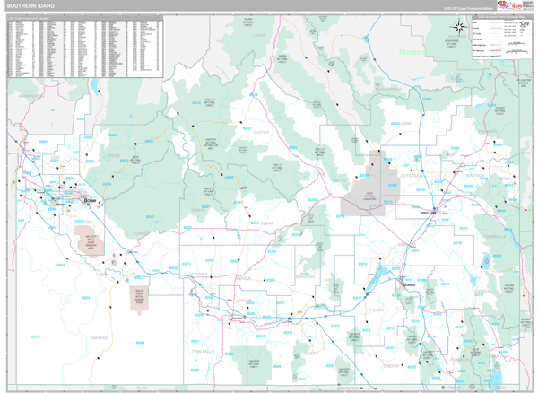 Idaho Southern Sectional Zip Code Map