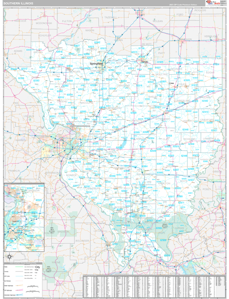 Illinois Southern Sectional Zip Code Map
