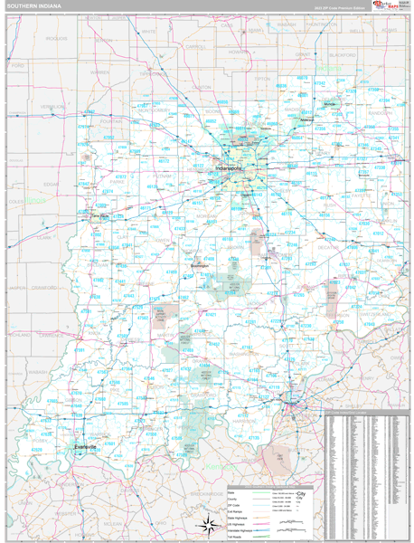 Indiana Southern Sectional Zip Code Map