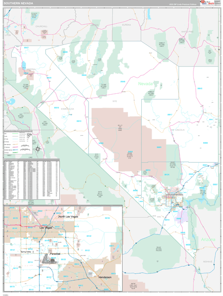 Nevada Southern Sectional Zip Code Map