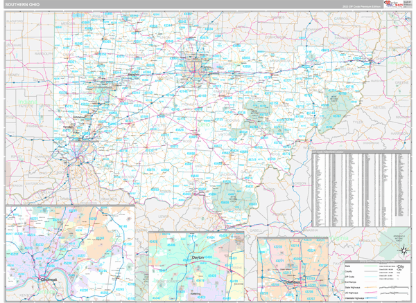 Ohio Southern  Wall Map
